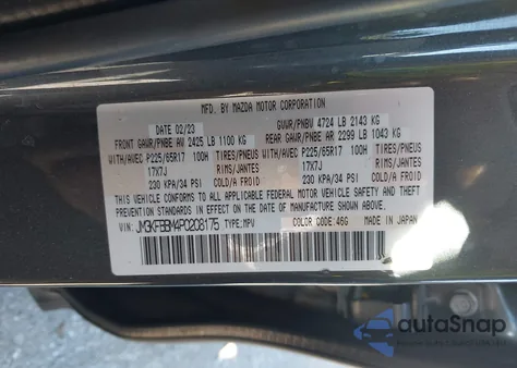 2023 Mazda Cx-5 2.5 S Select z USA, uszkodzony, nr VIN JM3KFBBM4P0208175